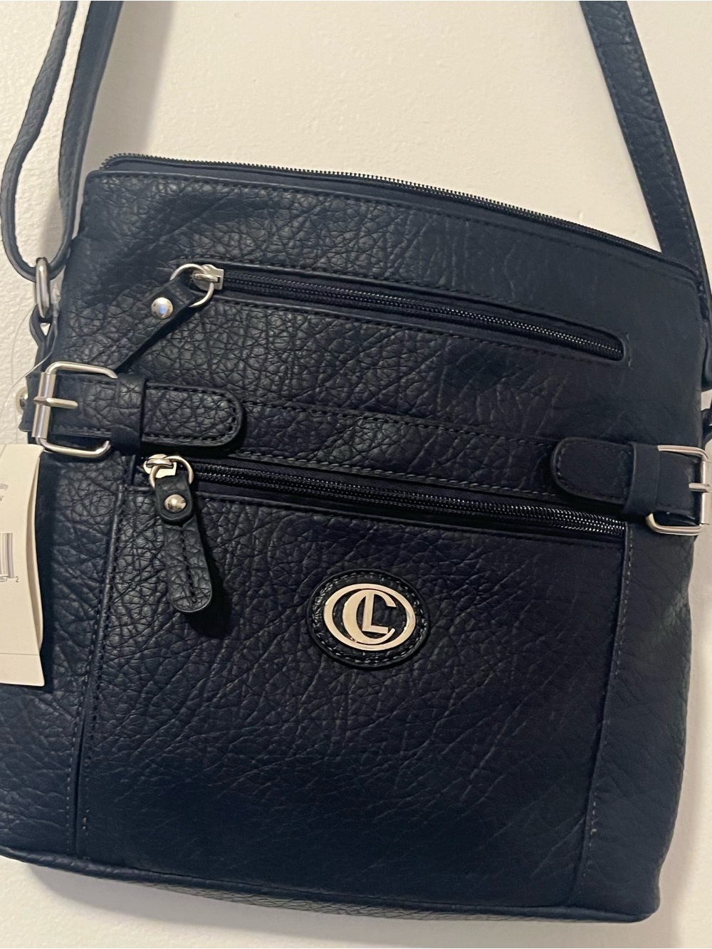 AURIELLE Carryland Navy Faux Leather Multi Section 6 Pocket
Shoulder Crossbody